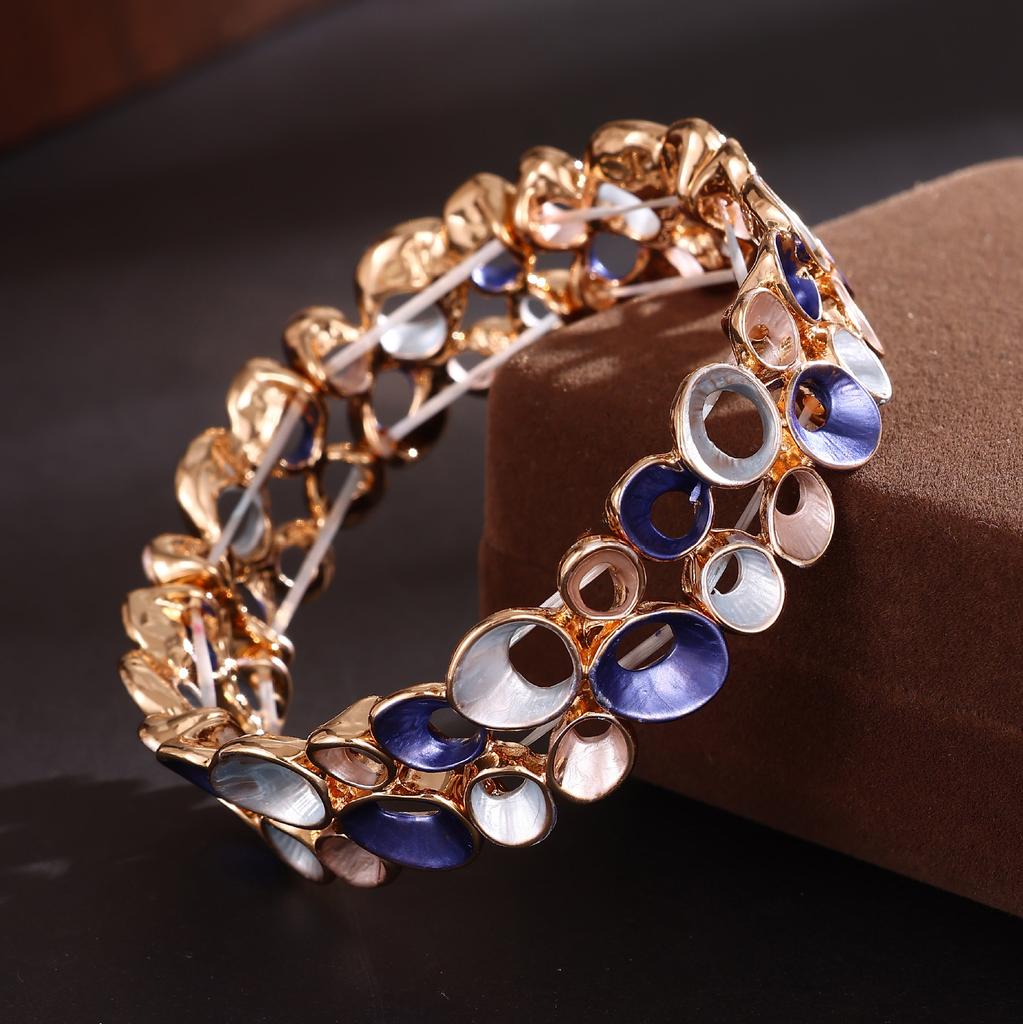 Новый цветная масляная живопись двойной ряд полый кольцевой эластичный браслет, модный персонализированный женский универсальный браслет