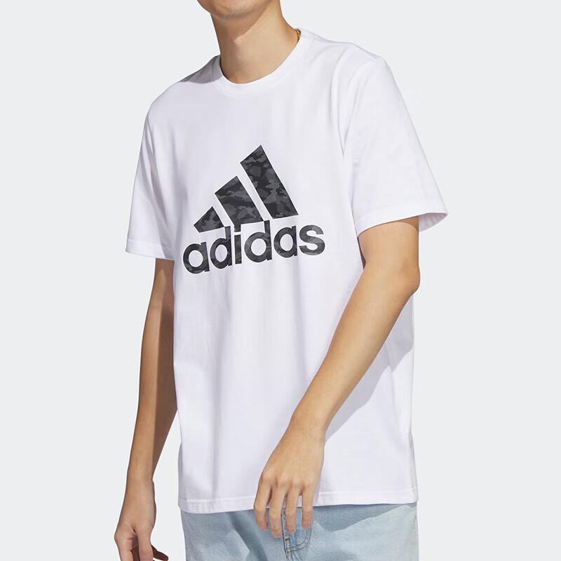 adidas Футболки Мужские Белые С Круглым Вырезом Умеренный Прямой Крой JZ9179