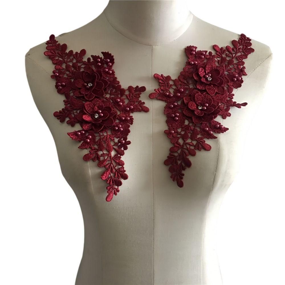 3D Rhinestone Lace Fabric Applique Cutout Wedding Dress Accessories Garment Decoration