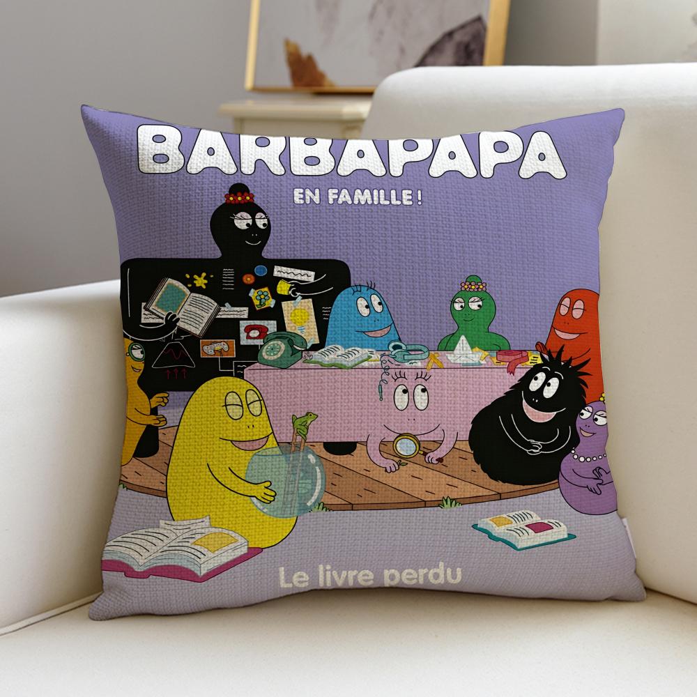 Bubbly BBarbapapaS Cushion Cover Breathable and skinfriendly linen pillowcase square removable and washable cushion