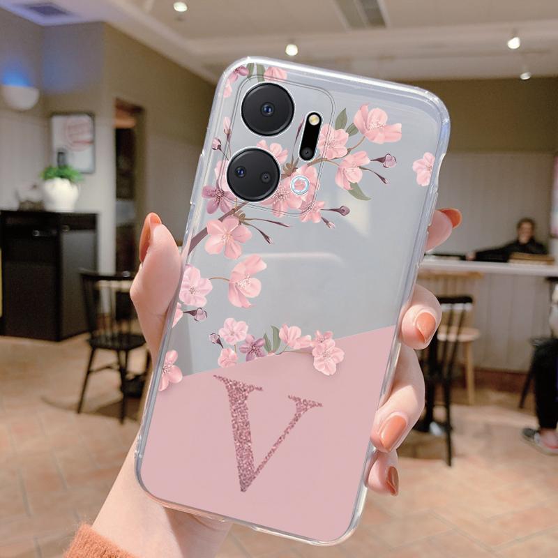 Чехол для телефона с цветами от A до Z для Honor X7a X7b X7c 90Smart 90 200 Lite Pro Силиконовый Мягкий Чехол Модный Funda Прозрачный