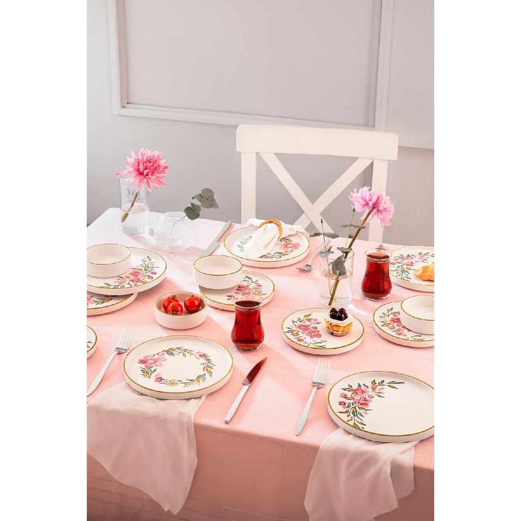 Lux Ceramic Azalea 14 Piece Round Breakfast Set For 6 Persons