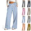 Женские повседневные брюки широкого кроя с высокой талией в клетку для занятий спортом