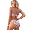 Женский треугольный комплект бикини большого размера с завязками по бокам, стринги, купальник, женский полый бандаж с цветочным принтом