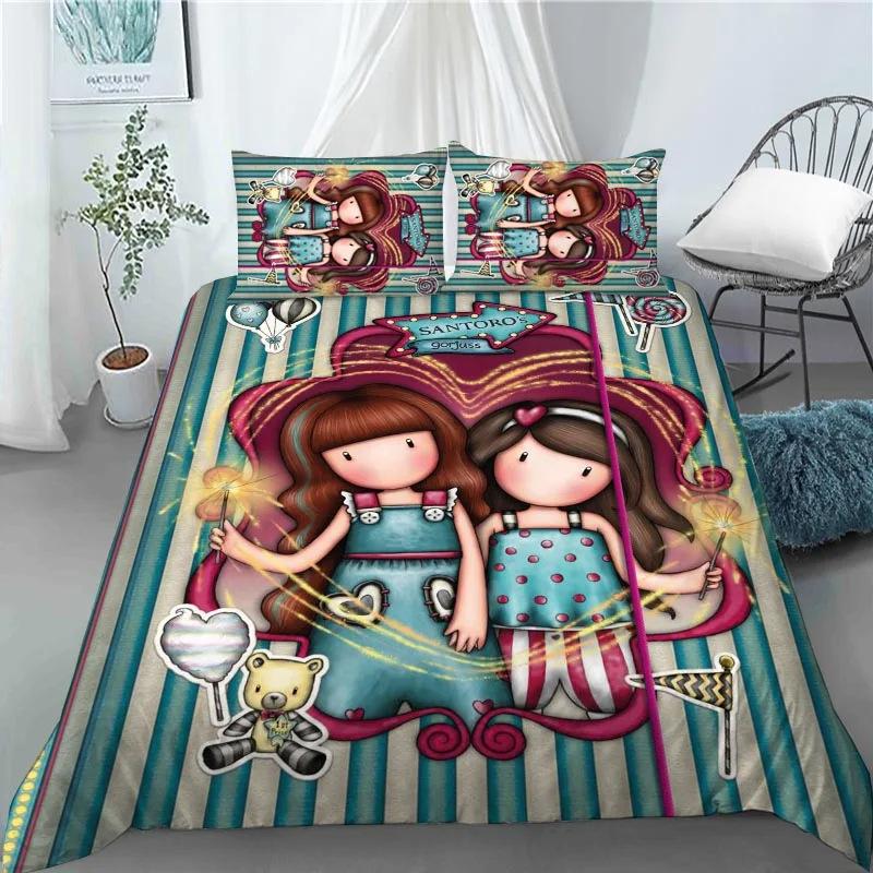 Anime Girl Down Quilt Cover Set King Bedding Set With Pillowcase Quilt Cover Three-Piece Set