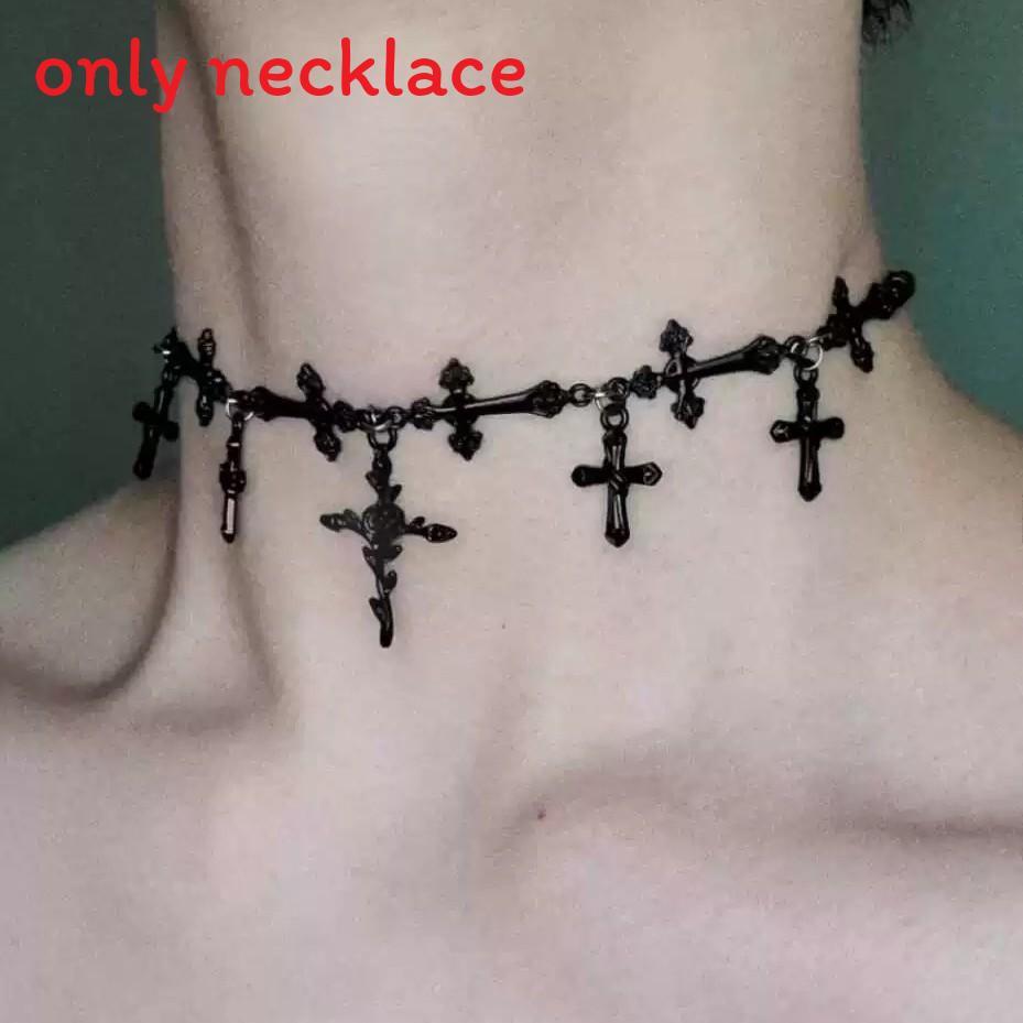 Gothic Style Alloy Cross Choker Necklace With Geometric Design For Women