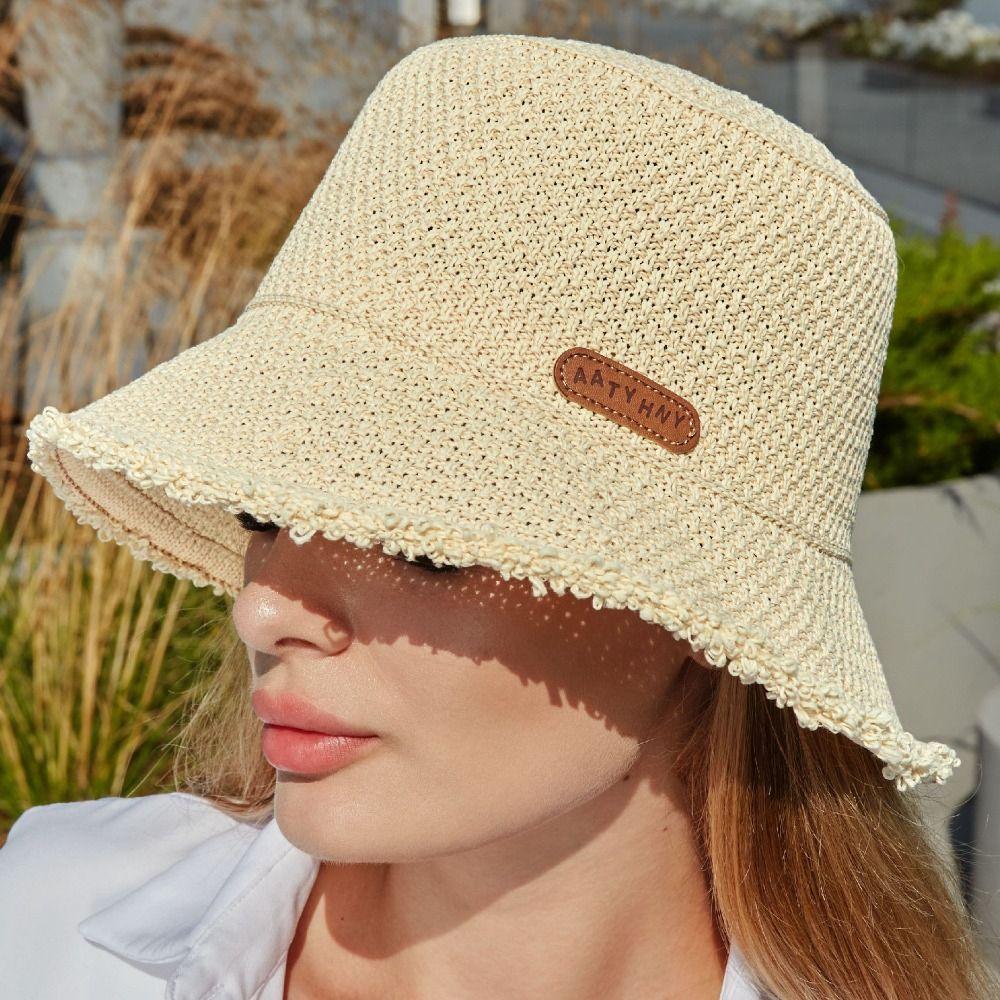 Fashion Foldable Fisherman Hat Wide Brim Lightweight Beach Sun Hat Uv Protection Panama Straw Hat