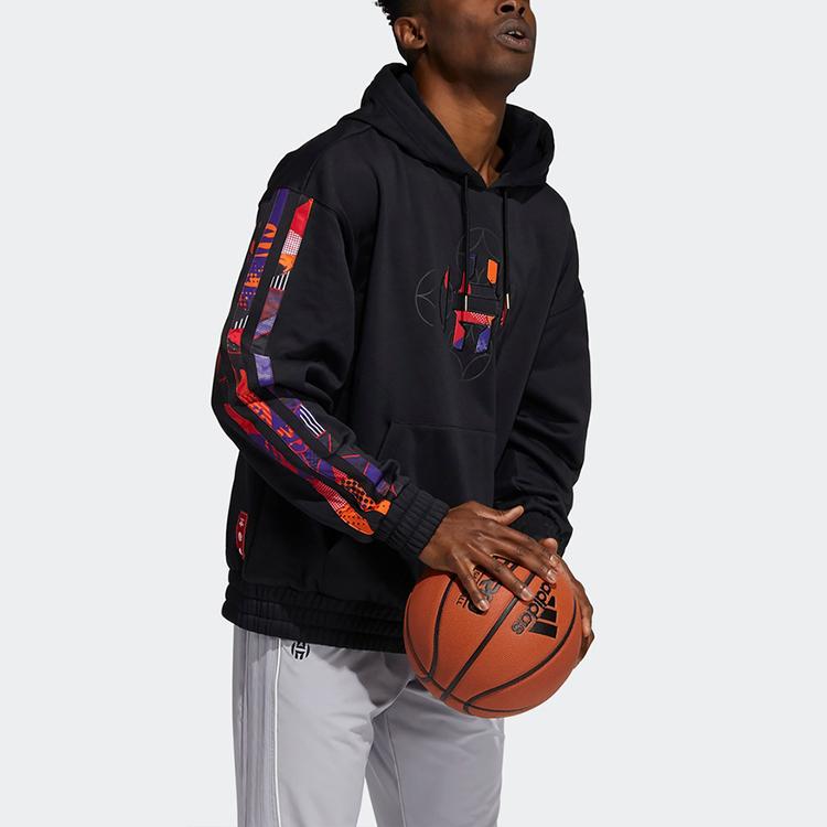 adidas Пуловер с капюшоном и логотипом James Harden, баскетбольная толстовка, мужские топы, черный H37612