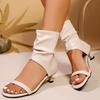Women High Heel Sandals Comfortable Open-toe Ankle Shoes Women New Summer Square Head Skinny Strap Outdoor Sandals