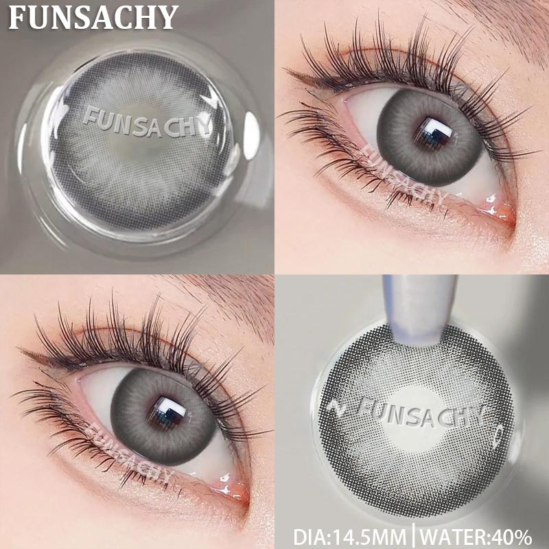 FUNSACHY 2 шт. Синие цветные контактные линзы, красивый зрачковый макияж глаз, натуральные мягкие контактные линзы для глаз, косметика для глаз, ежегодная