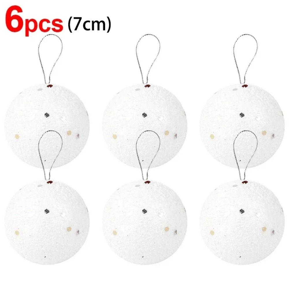 6 шт. Свадебные Рождественские украшения для елки Белые пенопластовые подвесные шары Новогодние праздничные принадлежности