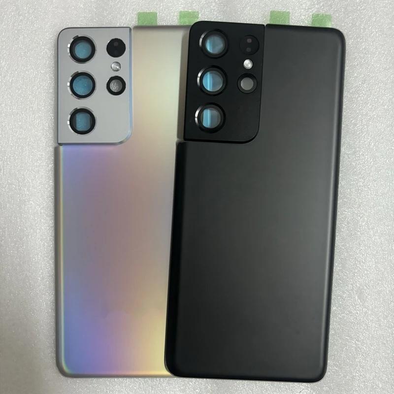 Для Samsung Galaxy S21 Ultra G998 Задняя крышка аккумулятора Задний стеклянный корпус С заменой объектива камеры Запасные части