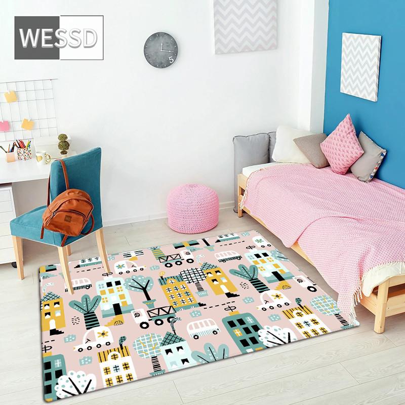 Ковер с мультяшным принтом, мягкий скандинавский ковер, нескользящий коврик татами, прикроватный коврик для спальни, большой каваи