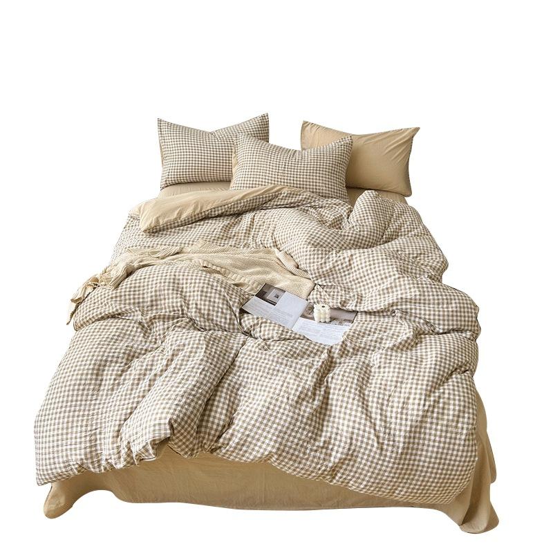 Зимняя двухсторонняя хлопковая кровать из четырех частей, однотонная простыня, пододеяльник, пододеяльник для студенческого общежития и средней школы