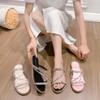 Fashion Summer Women's Sandals Flats Shiny Rhinestone Slippers Fashionable Women's Beach Slippers Slip-on Casual Shoes Slides