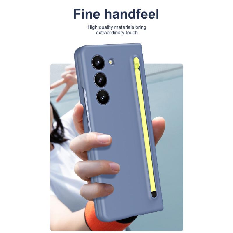 Пластиковый чехол для телефона с гнездом для ручки для Samsung Galaxy Z Fold 6 5 4 Fold6 Fold5 Fold4 Fold3 Защитная пленка для стекла, включая ручку