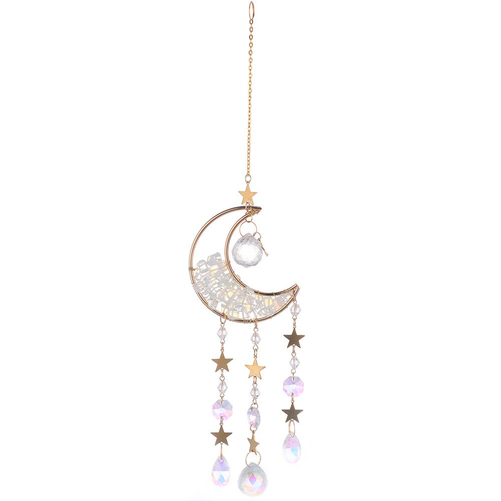 Natural Amethyst Green Crystal & Rose Quartz Moon Hourglass Star Sun Catcher Pendant
