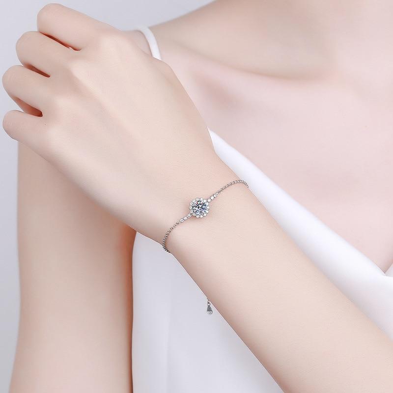 Bague Ringen Стерлинговое серебро S925, двухрядная дрель со звездами, D цвет, браслет из камня моссана, женская ниша, 1 карат, бриллиант моссана