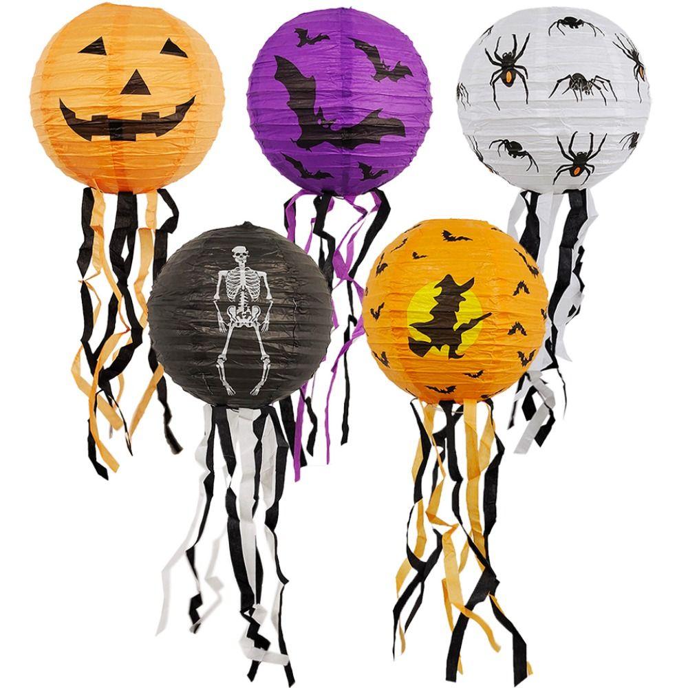 Skeleton Halloween Paper Lanterns Pumpkin Hangingn Tassels Lantern Hanging Pendant Hotel