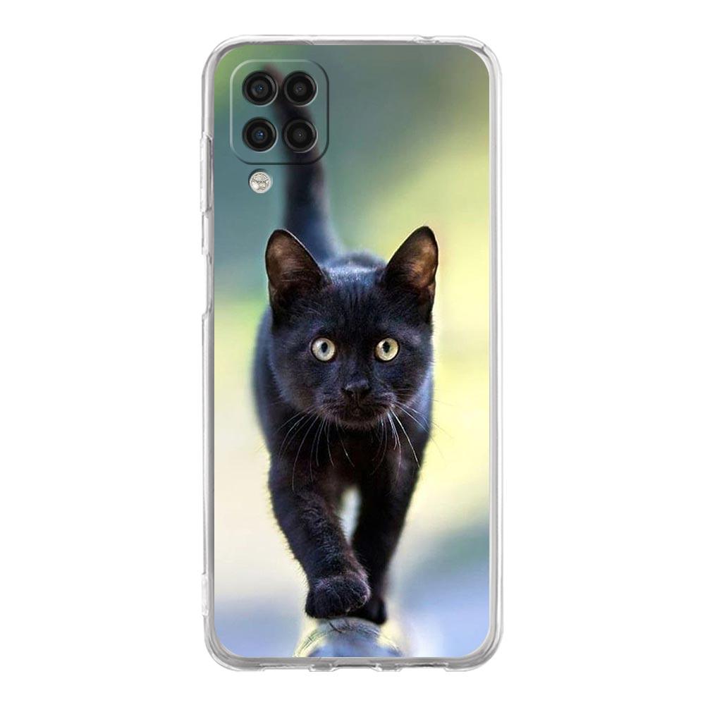 Чехол Для Samsung Galaxy A13 A23 A33 A53 A73 5G A51 A71 A21S A12 A11 A31 A41 A03s A52 A32 A22 Прозрачный Чехол Черный Кот Смотрящий Глаз