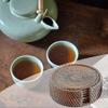 Rattan Woven Coasters Round Coasters Insulation Pads Desk Mats - 6 Pieces - PJ