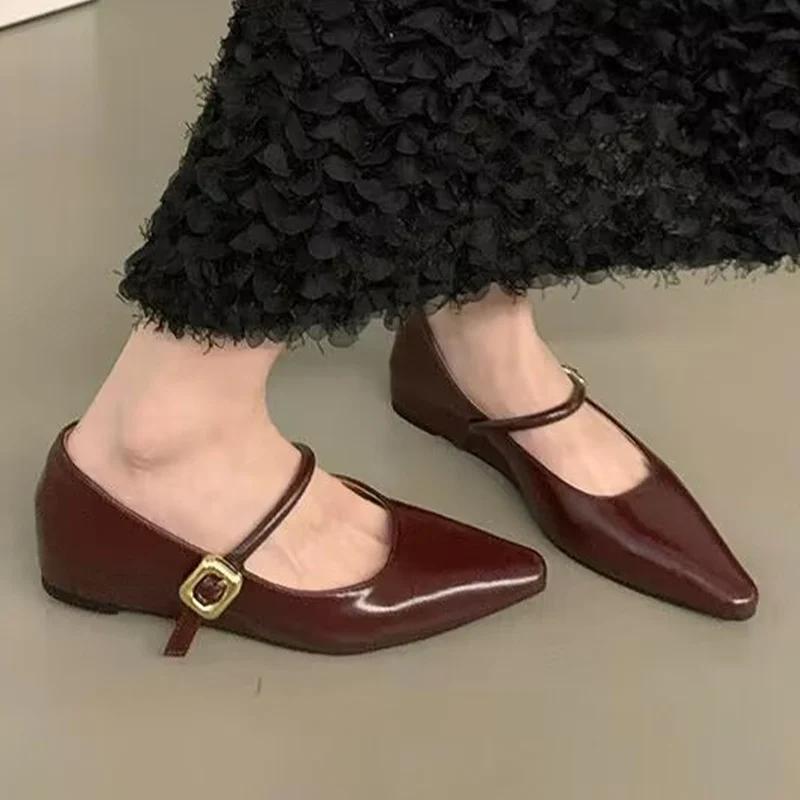 Туфли на плоской подошве с острым носком, женская обувь, элегантная, неглубокая, дизайнерская обувь, модная, осенняя, мягкая, удобная обувь, платье, для ходьбы, Zapatillas Femme