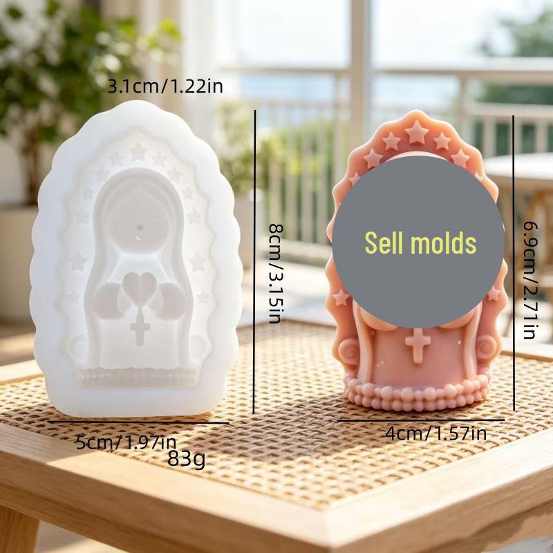 Praying Girl Heart Silicone Candle Mold for Statues and Ornaments