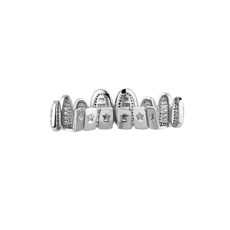 Blues New Style Men Bling Iced Out Diamond CZ Baguette Cubic Zircon Grillz Teeth for Halloween Rapper Jewelry