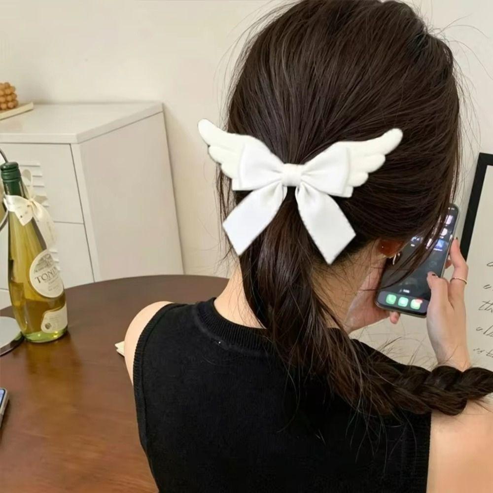 Spicy Girl Satin Bow Hairpin Y2K Hair Barrettes Lovely Cute Duckbill Clip Girls