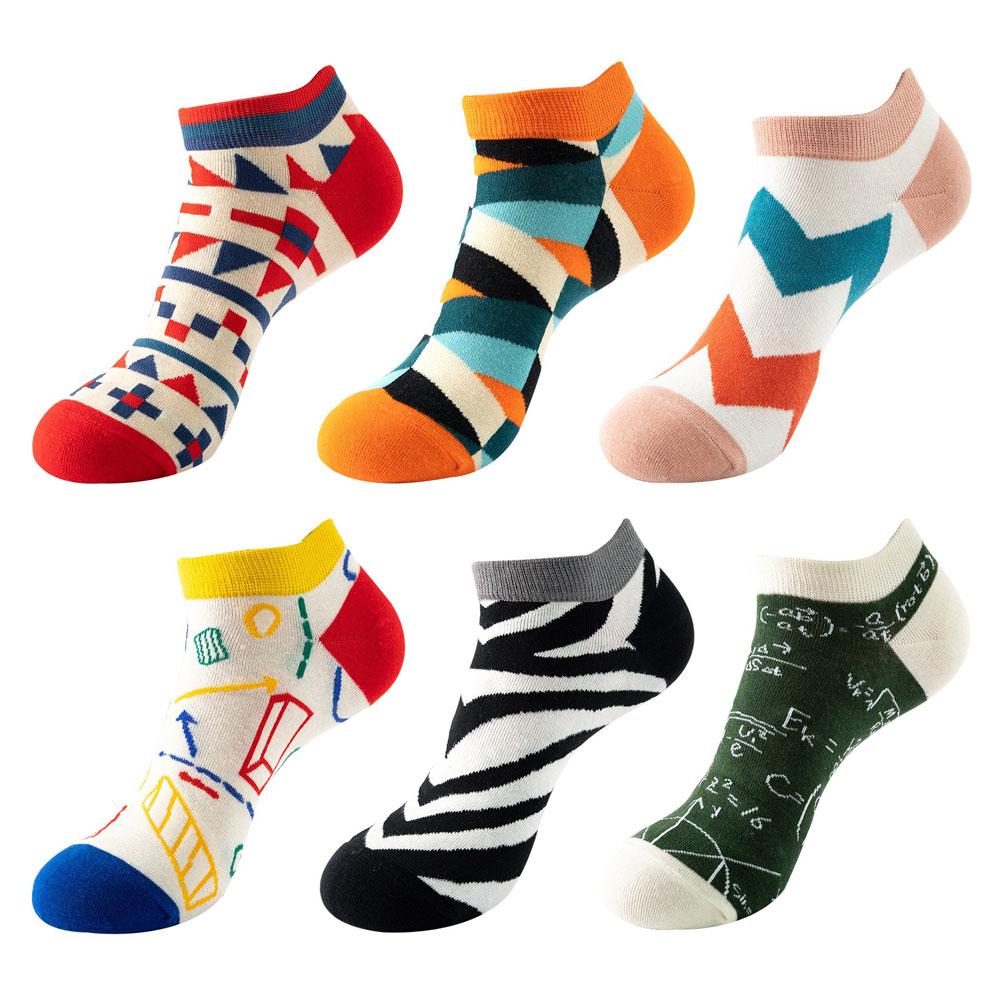 6 Pairs Fashion Colorful Harajuku Cute Unisex Casual Socks Funny Women Short Socks