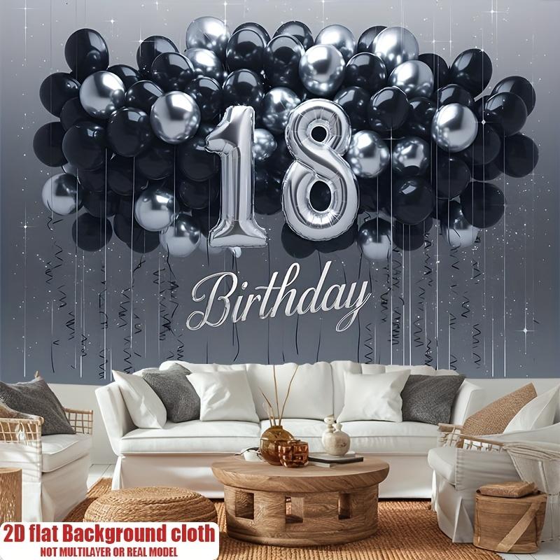 Happy 18th Birthday, 1pc Polyester Party Backdrop Banner, Photo Booth Background, Wall Decor