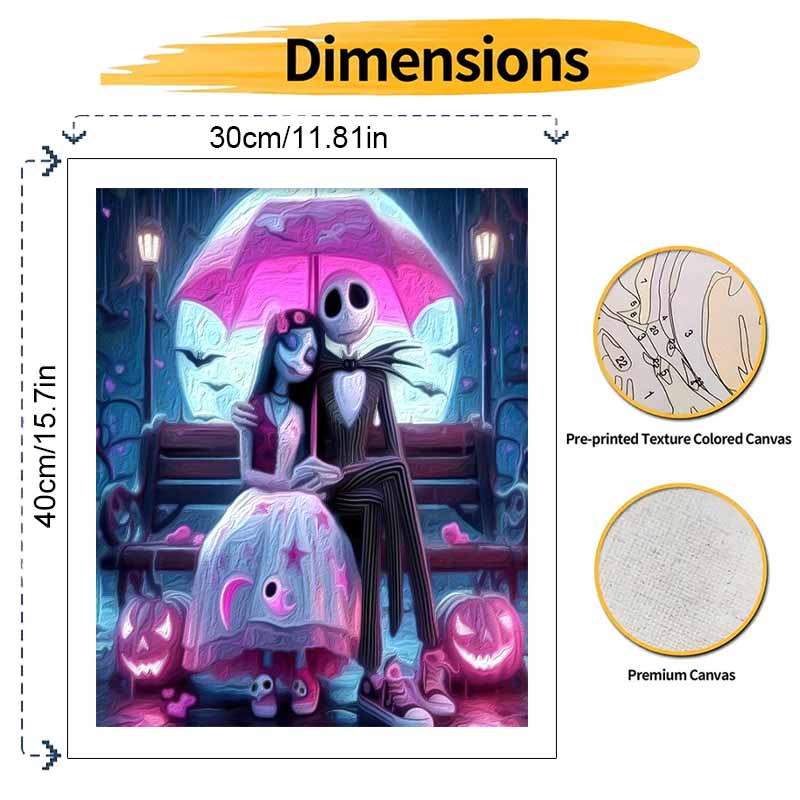 Disney Oil Painting Kit Nightmare Before Christmas Home Bedroom Wall Decor Handmade Gift Art Crafts Romantic Couple Paint By Numbers