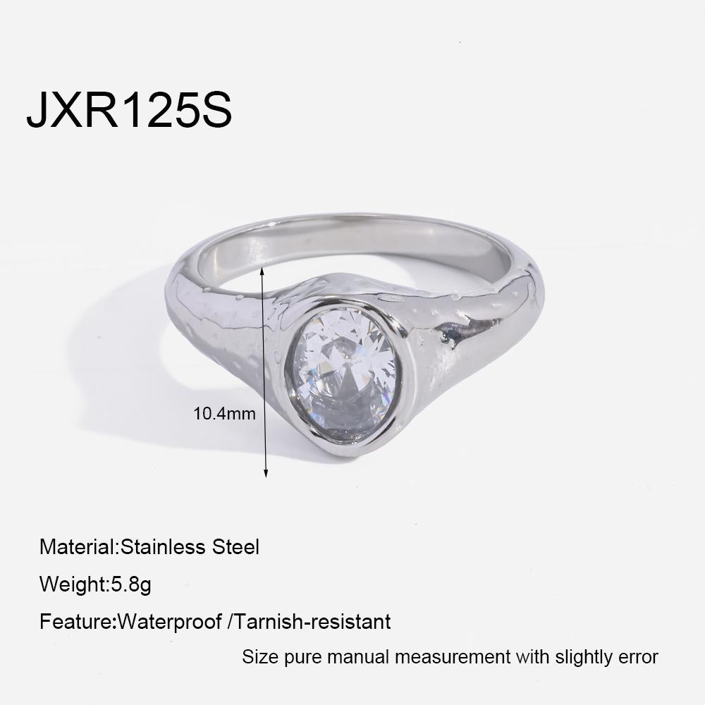 European and American stainless steel zircon special-shaped niche waterproof ring plated with 18K gold pigeon egg ins light luxury ring for women