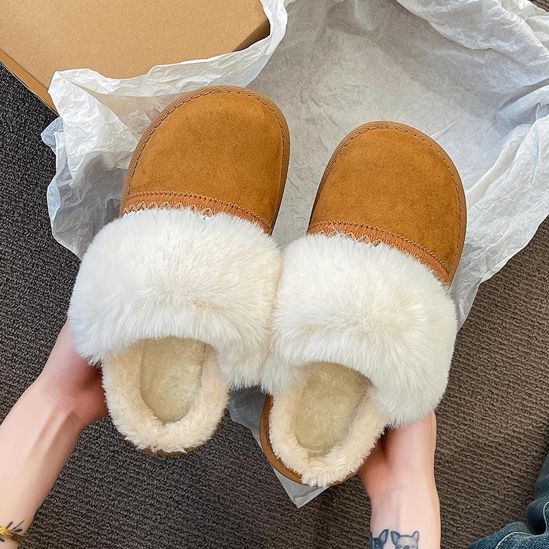 Fashion 2025 Winter Warm Fluffy Platform Slippers for Women Fashion Striped Faux Fur Home Shoes Woman Thick Sole Non Slip Plush Slippers