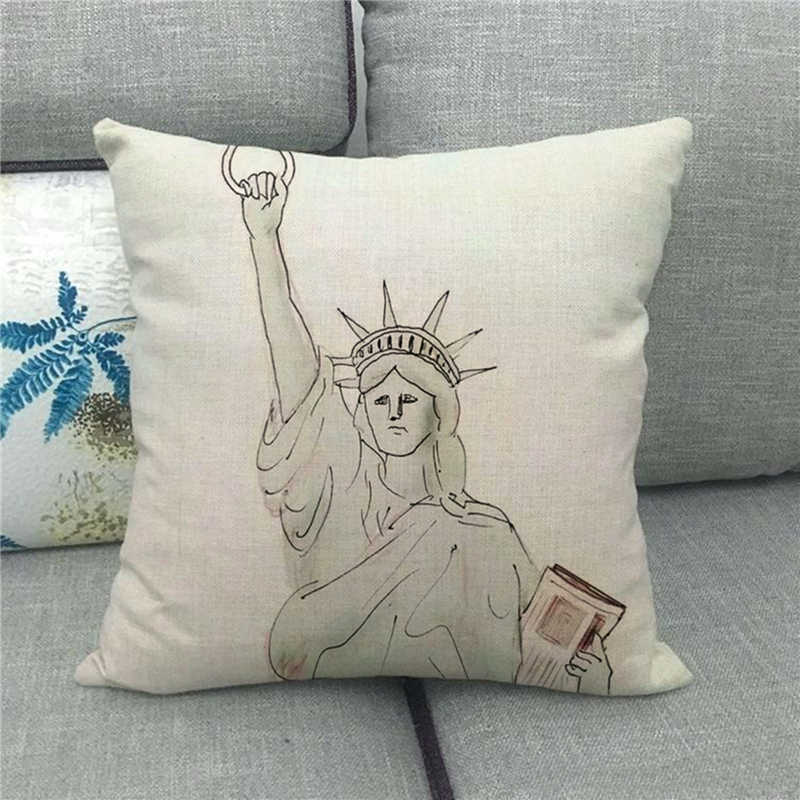 The Statue Of Liberty (Independent And Free) Digital Printing Short Plush Pillow Covers For Sofa Office Cushion Cover Home Goods