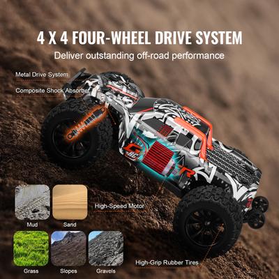 SucceBuy 1:14 Машинка на радиоуправлении с коллекторным двигателем 38 км/ч, 4WD, Внедорожник, Игрушки для бездорожья, с 2 аккумуляторами, Монстр-трак для дрифта, для детей, подарки