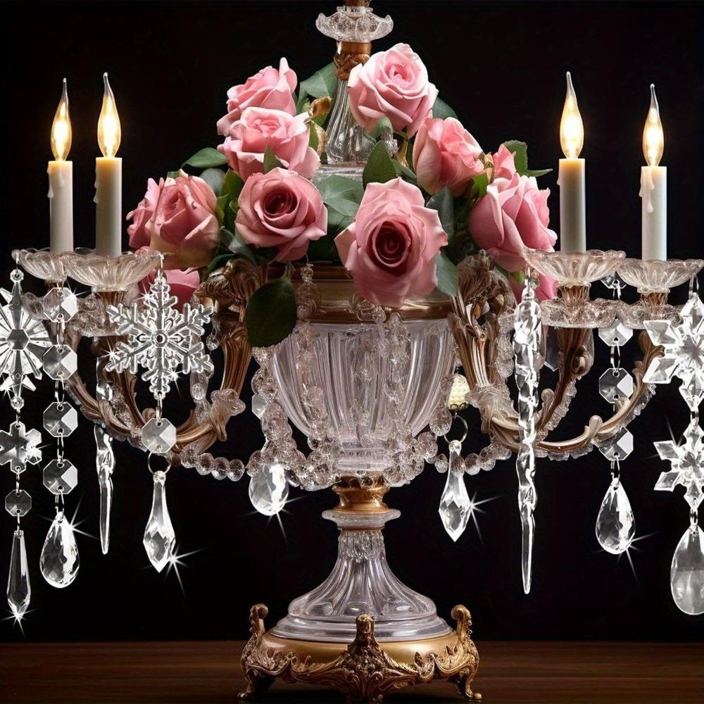 10 шт. Хрустальные рождественские украшения для украшения елки - Подвесные акриловые украшения в виде снежинок и сосулек с подвесками-каплями для люстры «Зимняя сказка»