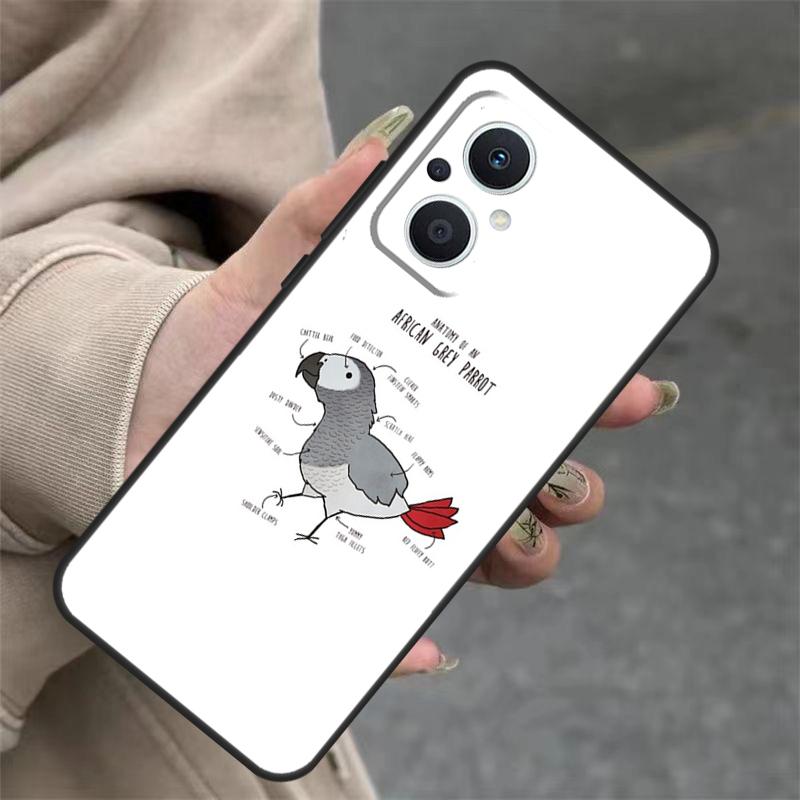 African Grey Parrot Case For OPPO Reno 7 8 Lite 10 11 12 13 14 Pro 8T 12F 13F 14F OPPO Find X8 X6 X9 Pro Cover