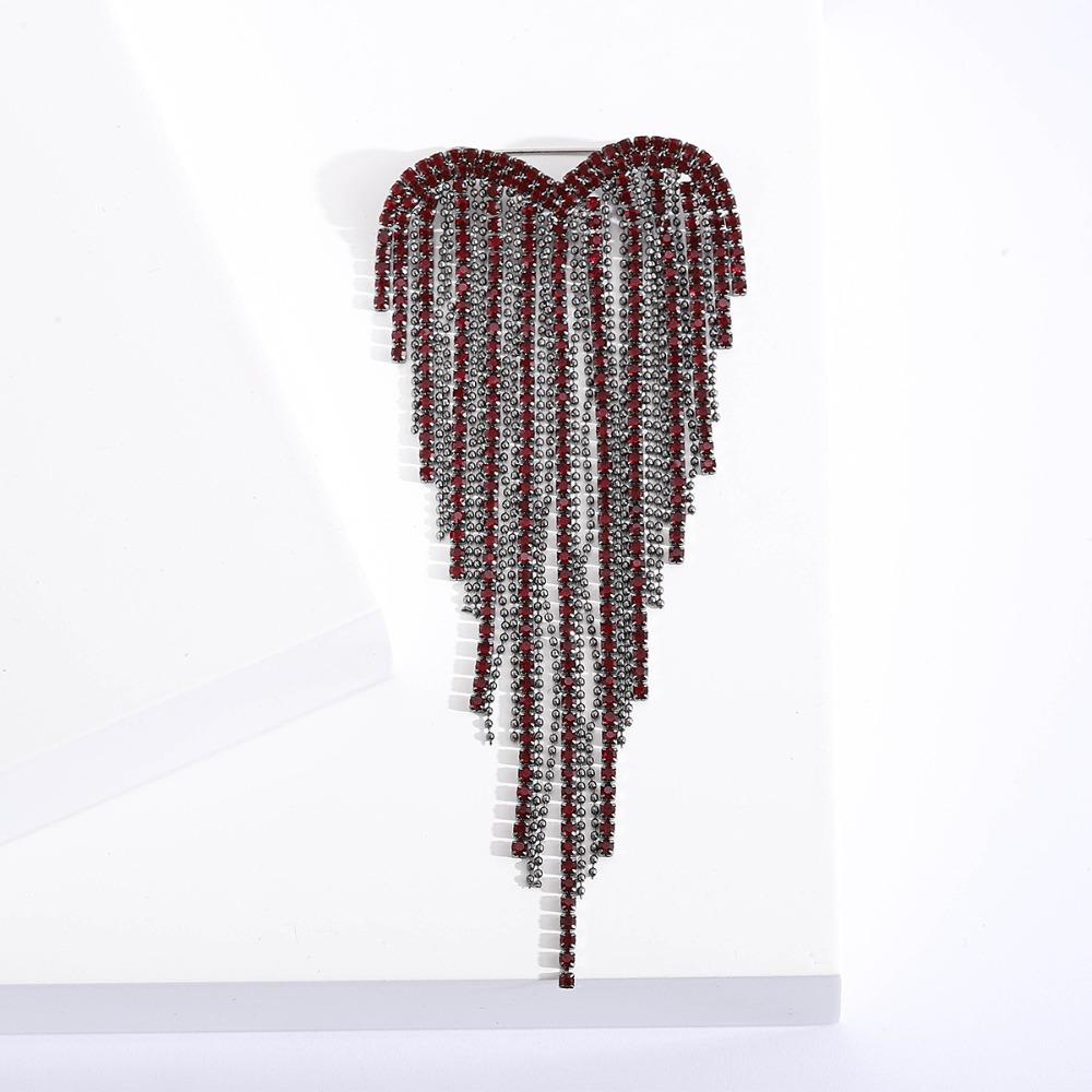 Shiny Rhinestone Heart Pin Trendy Casual Lapel Pins Exquisite Tassel Love Brooches Party