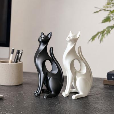 3D-печатная фигурка кошки Современная геометрическая скульптура кошки Минималистичный арт-декор для прихожей