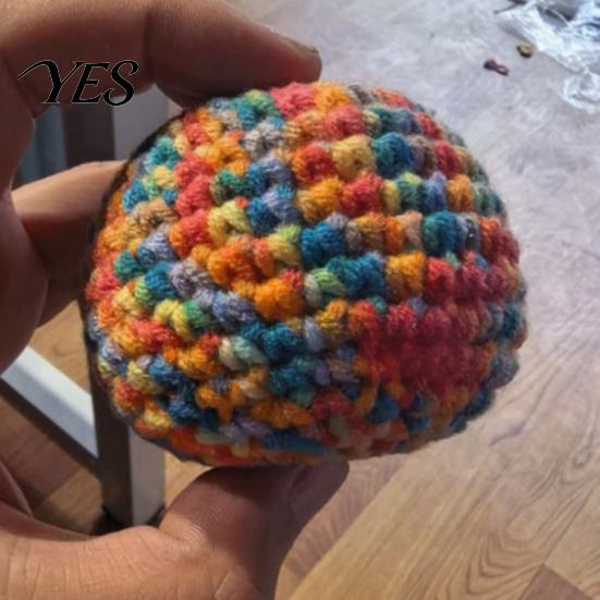 Sensory Play Ball Kids Throwing Toy, Crochet Kick Sack Bag, Hand-Knitted Rainbow Wool Ball, Wear-resistant Beach Toy Soft Durable Fitness for Outdoor