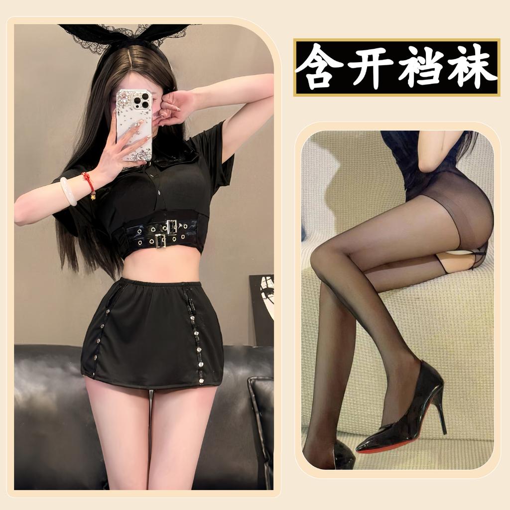 Сексуальное белье Сексуальный полицейский Косплей Униформа Соблазнение Секретарь Обертывание Бедер Открытая Промежность Избегайте Атаки Скорости в Постели