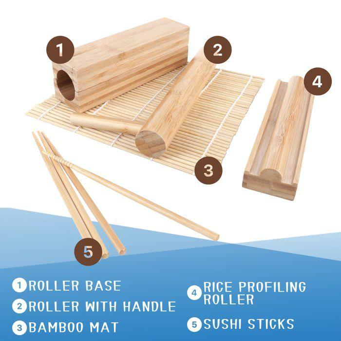 Kit de fabrication à sushis - Toys4Boys - 3 pièces - 100% bambou - Design contemporain