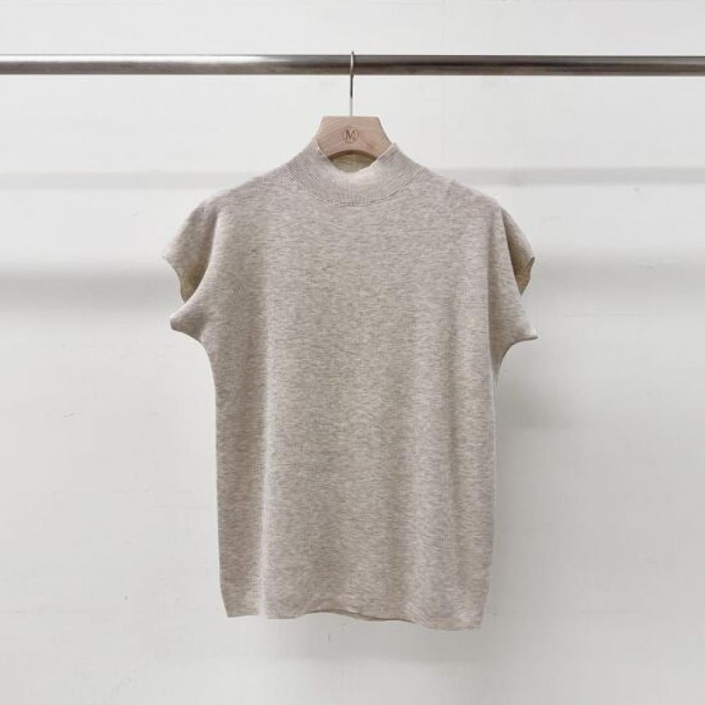 Mizqz Modern High Neck Loose Fit Short Sleeve Knit