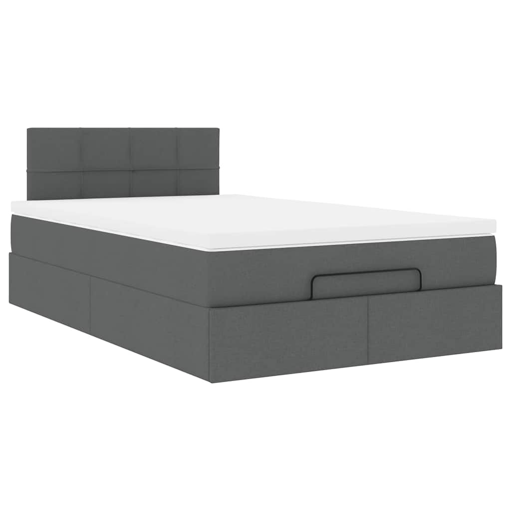 Vidaxl Łóżko Otomana Z Materacem, Ciemnoszare, 120X190 Cm, Tkanina