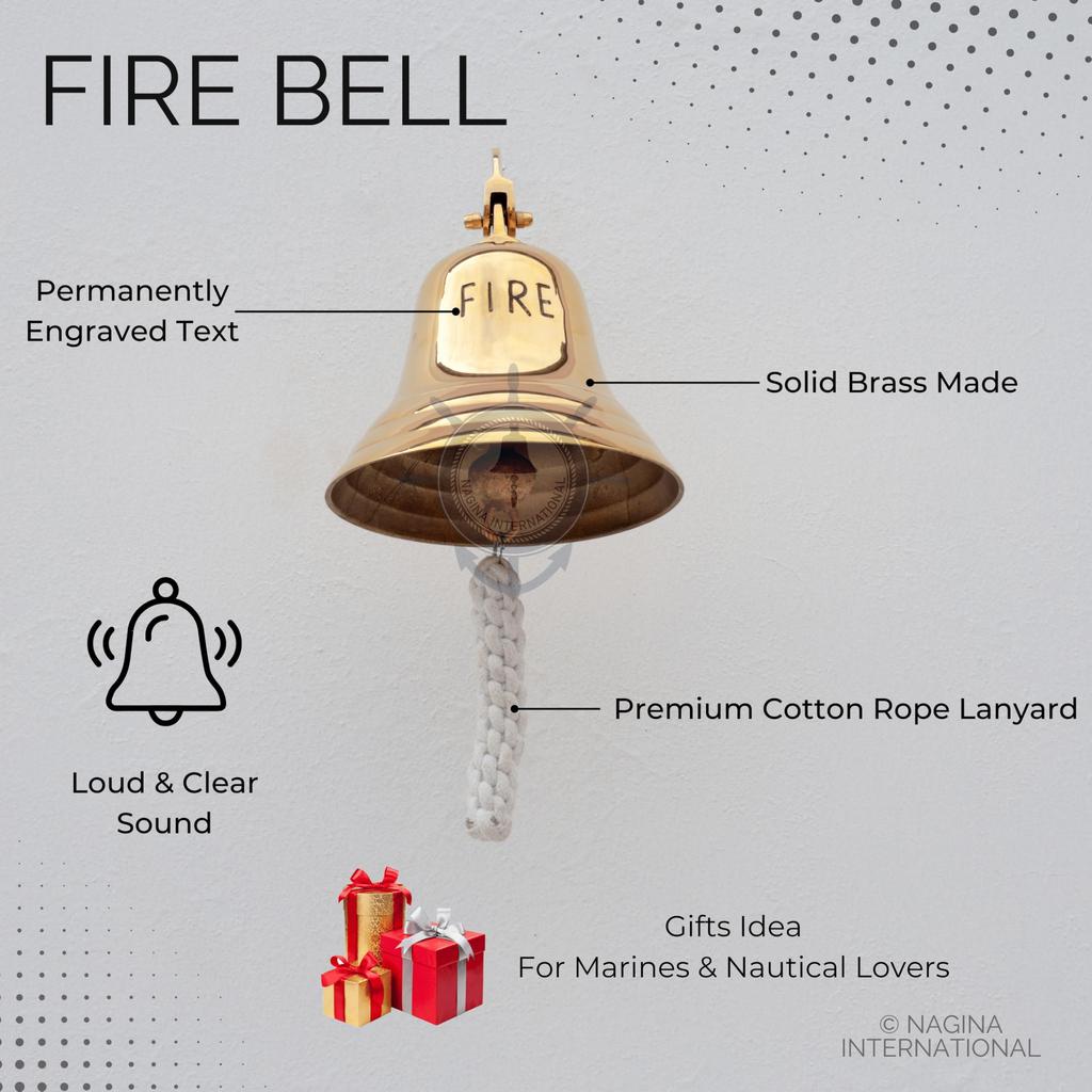 Brass FIRE Bell, Antique Finish - Nautical Decor 8H-LFEO-CZXD