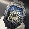 Б/У Новые наручные часы Richard Mille типа кварцевые часы-оммаж резиновый бочкообразный карбоновый стиль черный