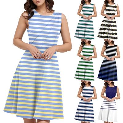 Женская летняя безрукавка повседневная облегающая жилетка с принтом пляжная свободная юбка-трапеция от солнца