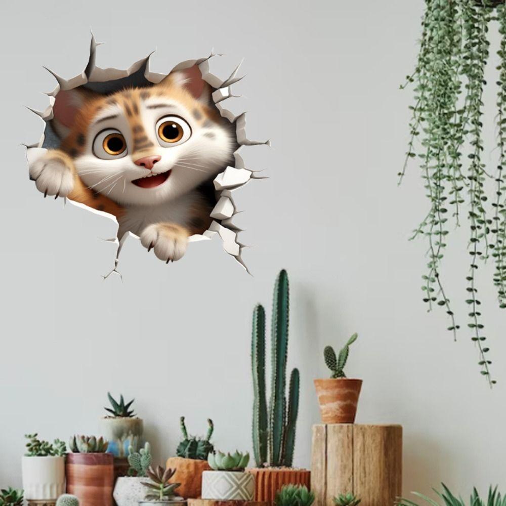 Наклейки из ПВХ с мышками и кошками 3D 3D самоклеящиеся наклейки креативные мышиные норы настенные наклейки для домашнего декора