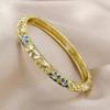 Traditional Flower Crystal Bangle Colorful Women's Hand Bracelet Vintage Cloisonne Bangle  Ladies